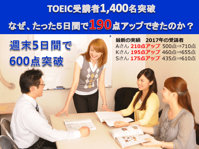TOEIC600点突破 週末講座5日間「5 Days TOEIC対策講座」東京渋谷 土日コース
